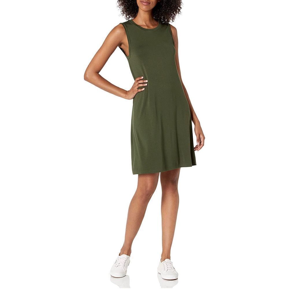 Daily Ritual Women's Jersey Muscle Swing Dress Forest Green XS NWT